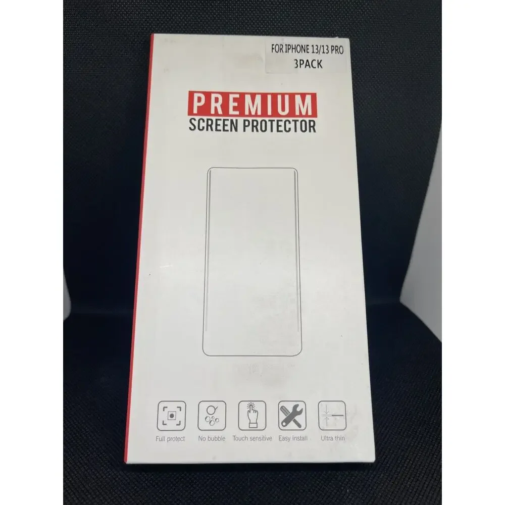 x3 Apple iPhone (13/13 Pro) Glass Screen Protector Ultra Thin Tempered NWT